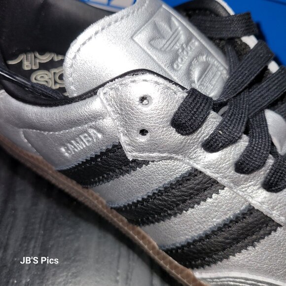 Adidas SAMBA OG Originals Silver Metallic Black Gum Women's JI4218 - Picture 3 of 16